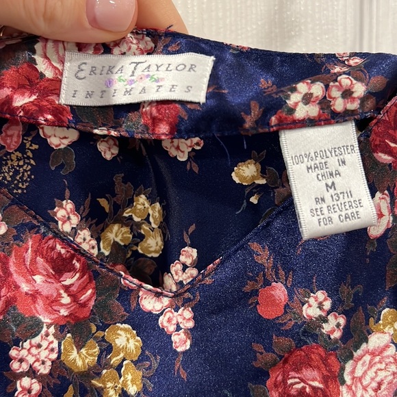 Vintage Erika Taylor Intimates Floral Satin Top - Picture 5 of 6
